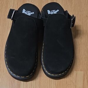 Dr. Martens Black Suede Buckle Slip-Ons US Size 9